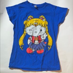 Gildan Royal Blue Sailor Moon Hello Kitty Graphic Tee